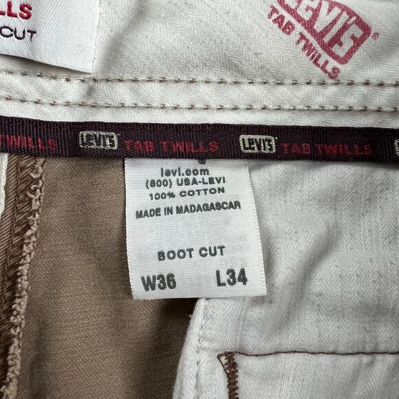 Levi's Tab Twills Low Boot Cut Vintage Khaki Pants men's size 36X32 - Picture 8 of 10